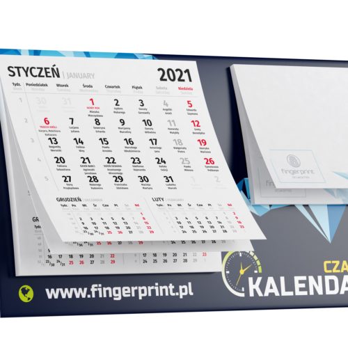kalendarz biurkowy z notesem i nadrukiem